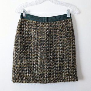 Kate Spade Tweed Wool Green Multicolor Pencil Skirt
